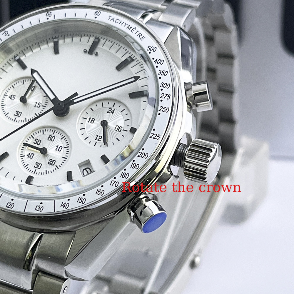 Watch Crown Screw Down Replacement - 40MM Herren wasserdichte Quarzuhr Vk63, hochwertiger
