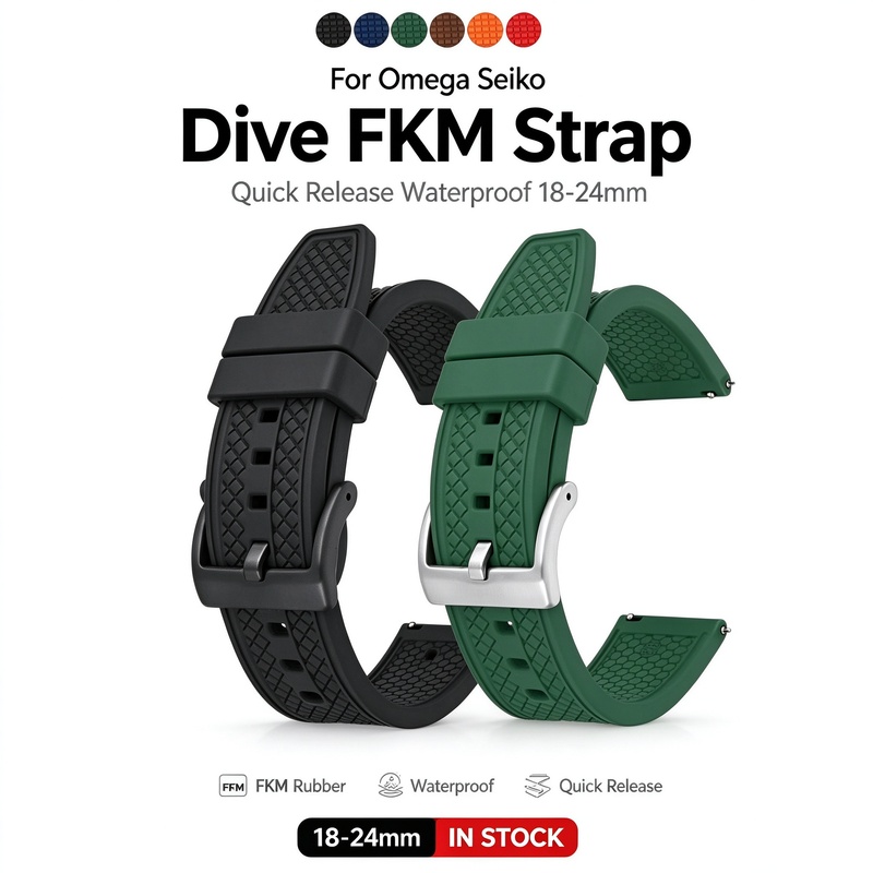 Fkm Rubber Dive Watch Strap 20Mm - Für Omega Seiko 18mm 20mm 22mm