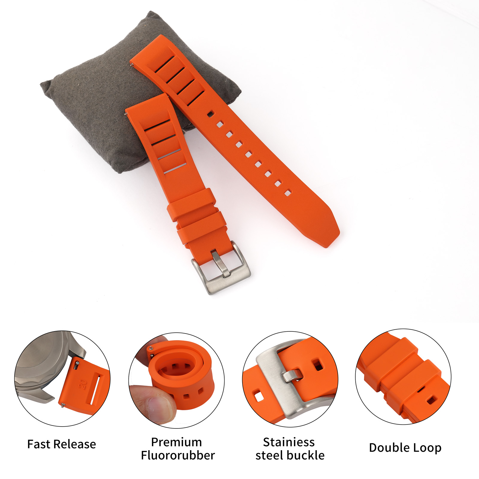 Hochwertiges Fluorkautschuk-Uh – Fkm Rubber Dive Watch Strap 20Mm Bewertung und Preis