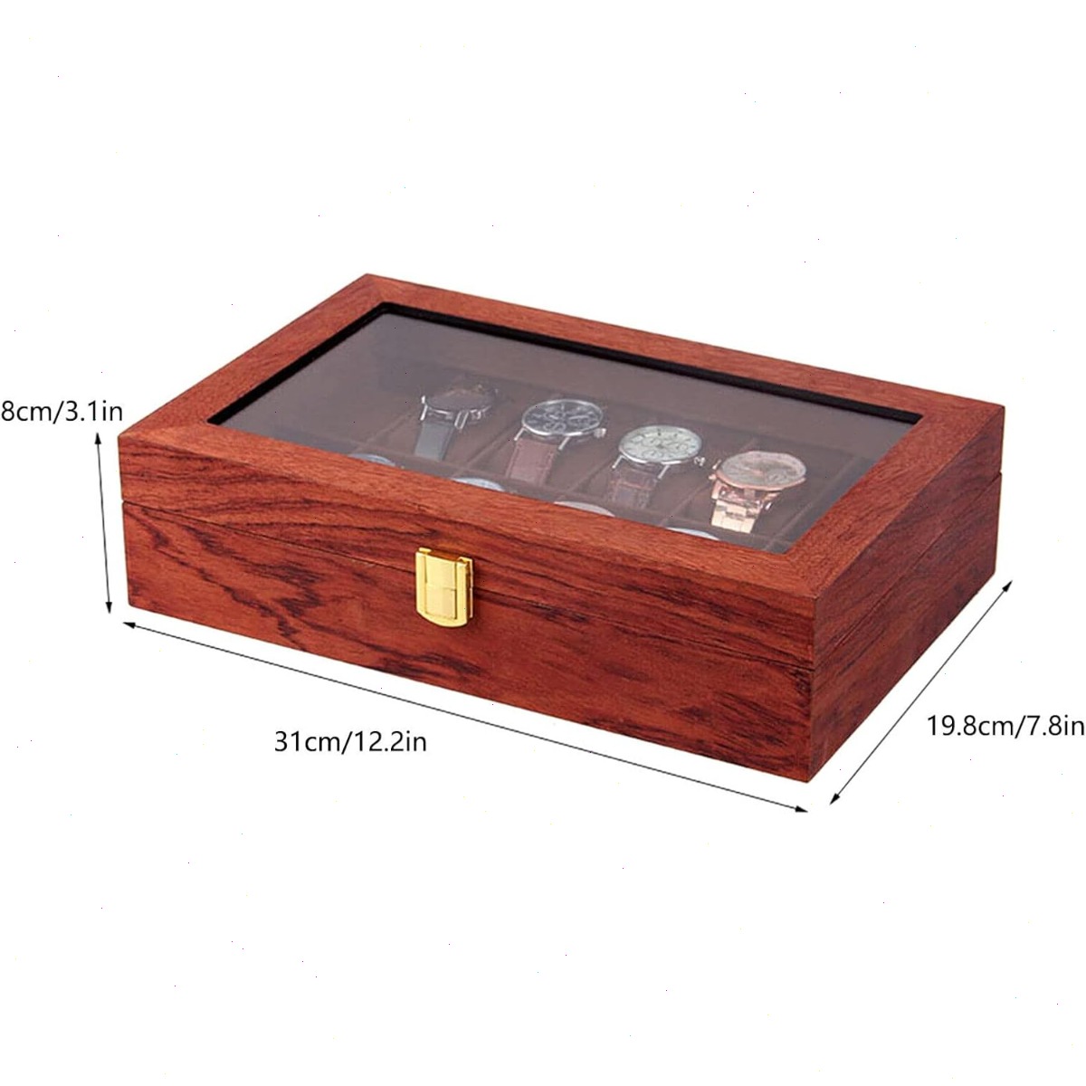 12-Fach Holz-Uhrenbox mit Glas – Watch Display Case Glass Top 12 Slots Bewertung und Preis