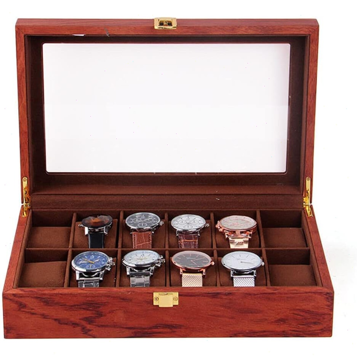 12-Fach Holz-Uhrenbox mit Glas – Watch Display Case Glass Top 12 Slots Bewertung und Preis