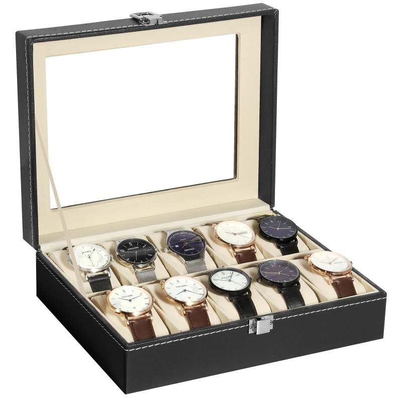 2/3/6/10/12 Slots Herrenuhren  – Watch Display Case Glass Top 12 Slots Bewertung und Preis