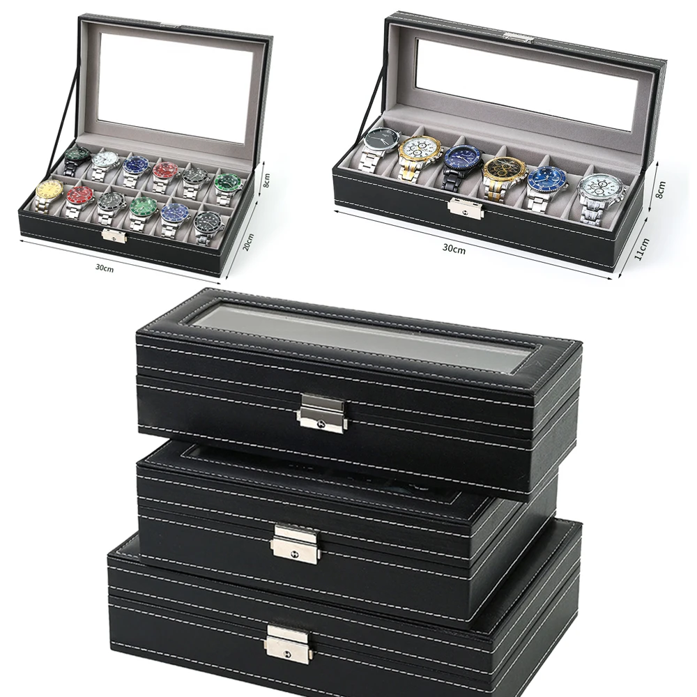 PU-Leder Uhrenbox mit 2/3/4/5/ – Watch Display Case Glass Top 12 Slots Bewertung und Preis