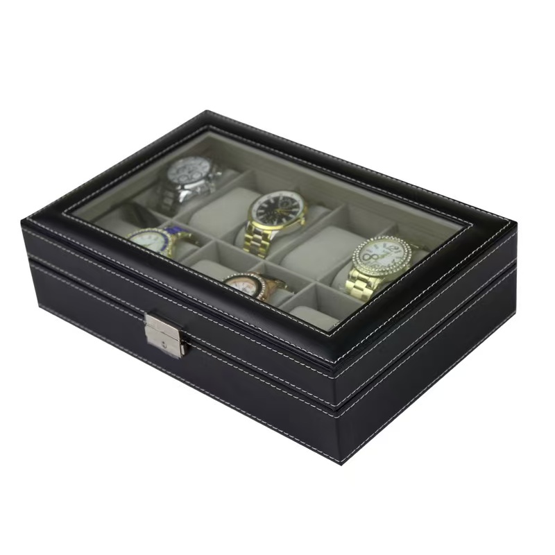 PU Leder uhr box 6/10/12 Slots – Watch Display Case Glass Top 12 Slots Bewertung und Preis