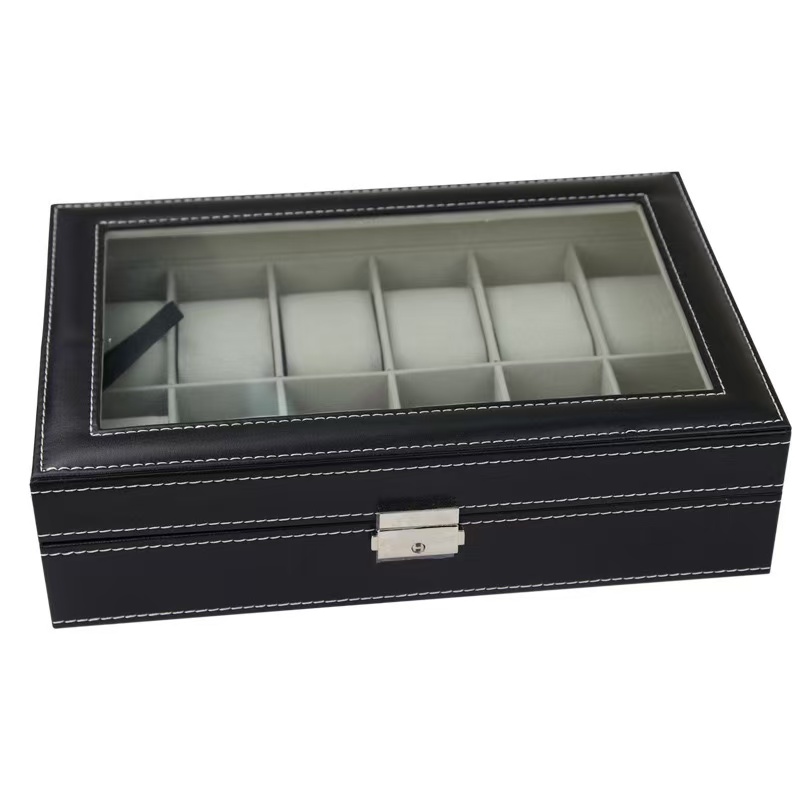 PU Leder uhr box 6/10/12 Slots – Watch Display Case Glass Top 12 Slots Bewertung und Preis