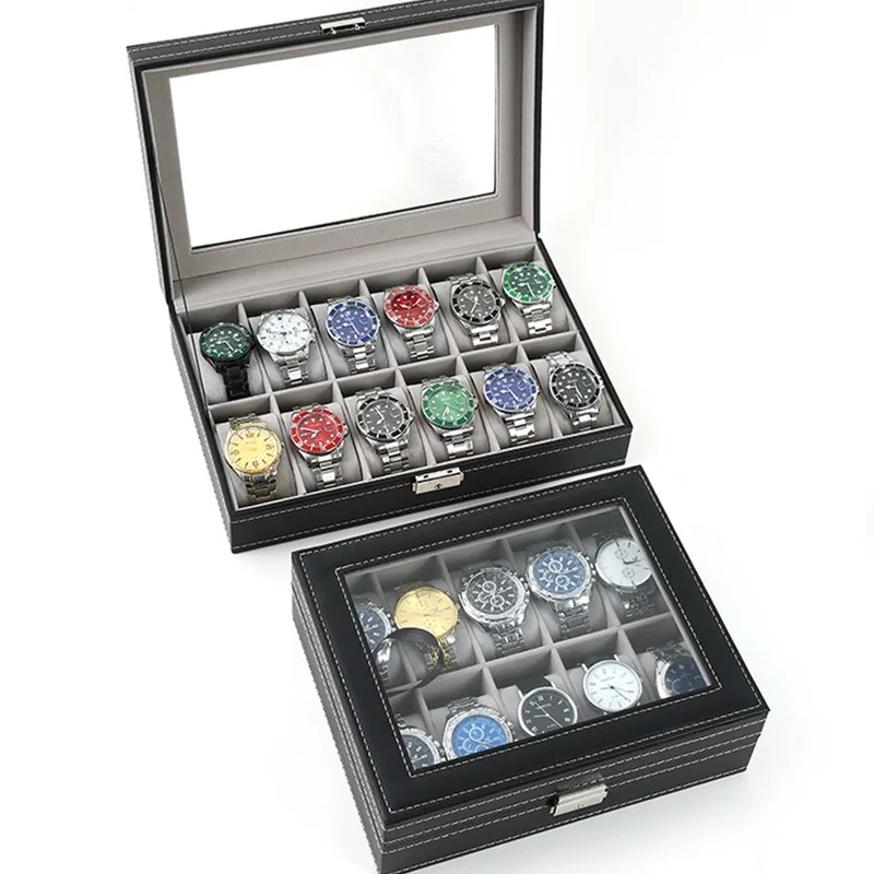 Uhrenbox aus PU-Leder mit 2/3/ – Watch Display Case Glass Top 12 Slots Bewertung und Preis