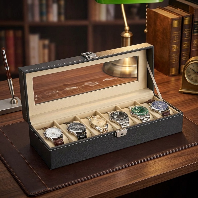 Uhrenbox aus PU-Leder mit Glas – Watch Display Case Glass Top 12 Slots Bewertung und Preis
