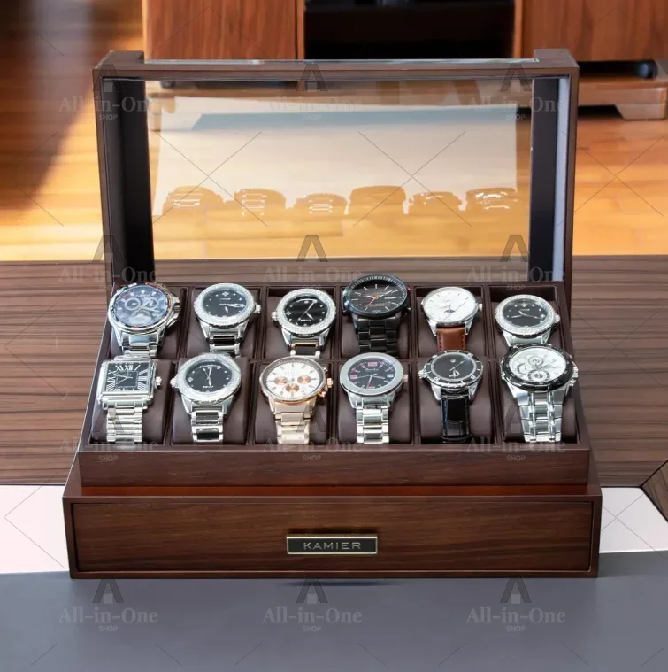12-Fächer Holz-Uhrenbox mit Gl – Watch Display Case Glass Top 12 Slots Bewertung und Preis