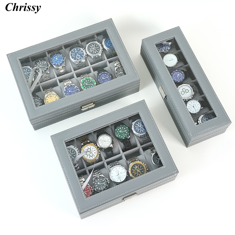 PU Leder uhr box 2/3/4/5/6/8/1 – Watch Display Case Glass Top 12 Slots Bewertung und Preis