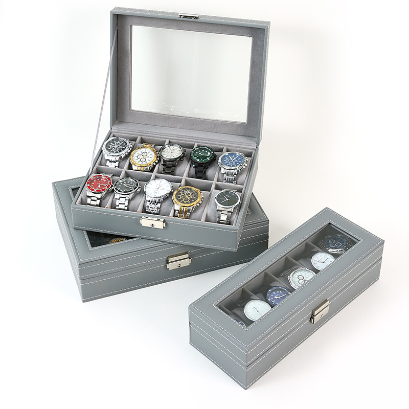 PU Leder uhr box 2/3/4/5/6/8/1 – Watch Display Case Glass Top 12 Slots Bewertung und Preis