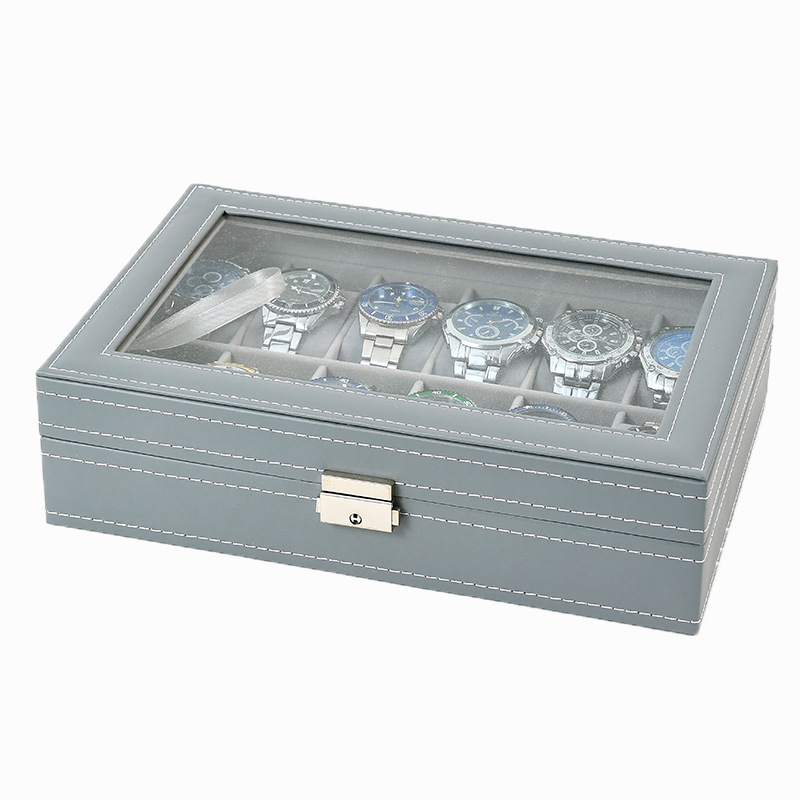PU Leder uhr box 2/3/4/5/6/8/1 – Watch Display Case Glass Top 12 Slots Bewertung und Preis