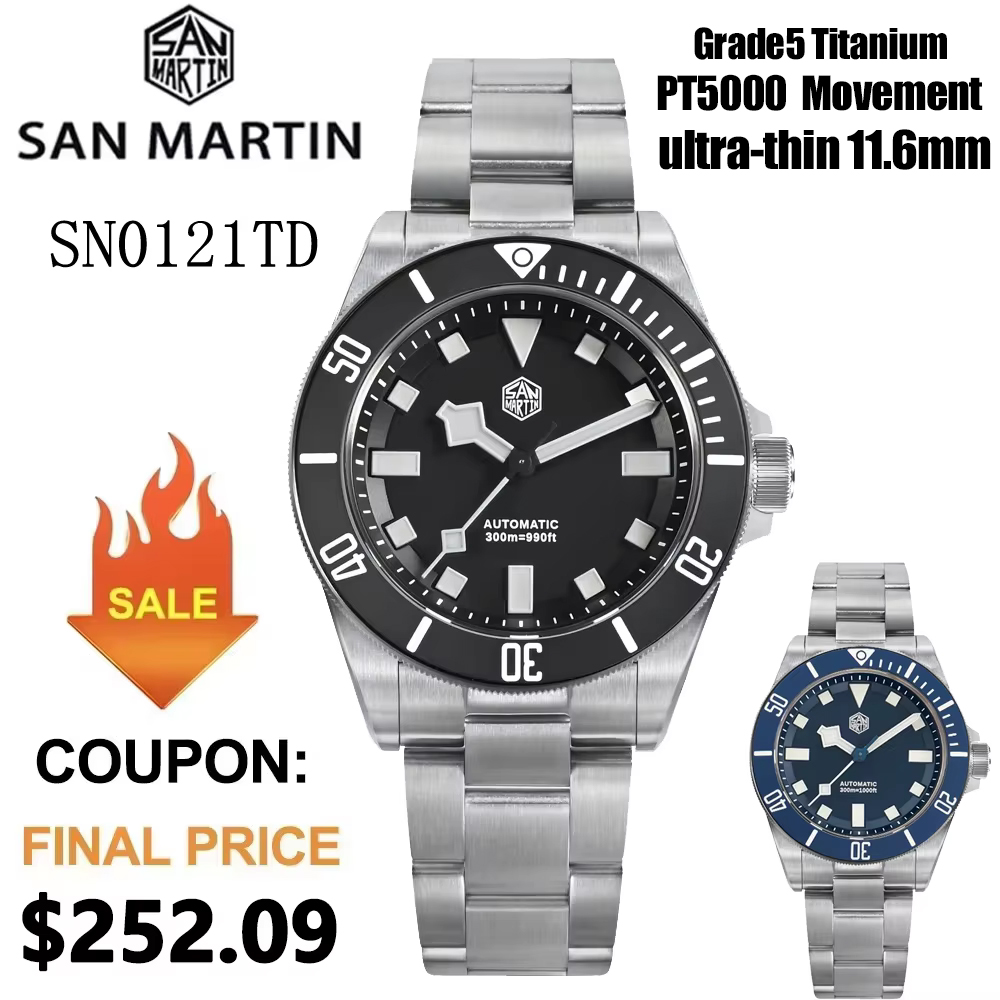 San Martin SN0121TE Titan-Tauc – Titanium Automatic Watch 300M Sapphire Bewertung und Preis