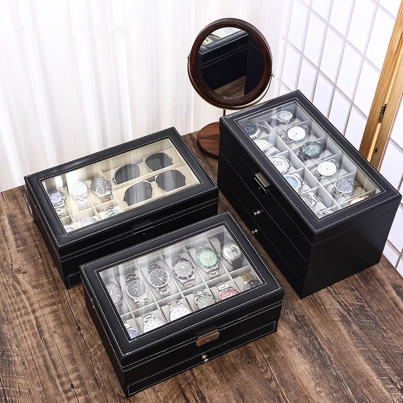 PU-Leder Uhrenbox mit 2/3/6/10 – Watch Display Case Glass Top 12 Slots Bewertung und Preis