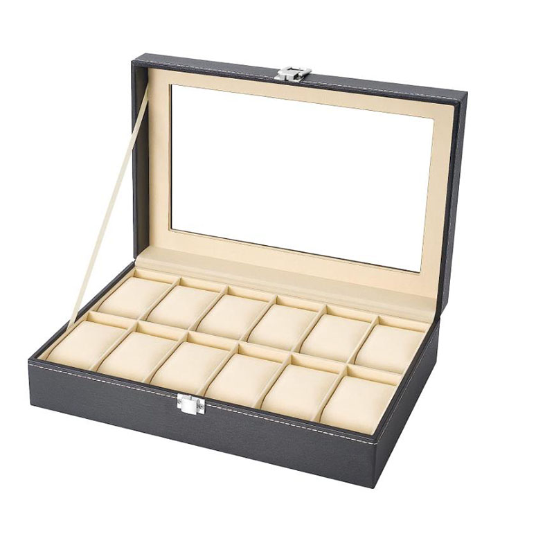 12-Fächer-Uhrenbox aus PU-Lede – Watch Display Case Glass Top 12 Slots Bewertung und Preis
