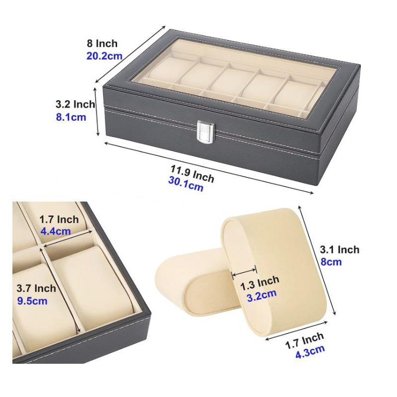 12-Fächer-Uhrenbox aus PU-Lede – Watch Display Case Glass Top 12 Slots Bewertung und Preis