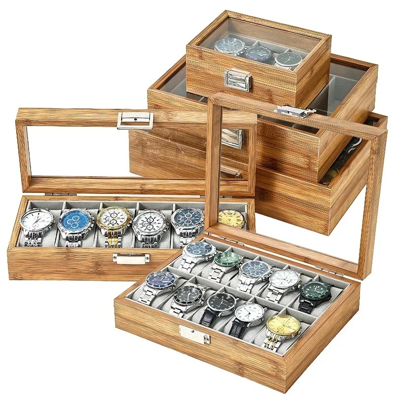Premium Bambus Holz Uhrenbox 3 – Watch Display Case Glass Top 12 Slots Bewertung und Preis