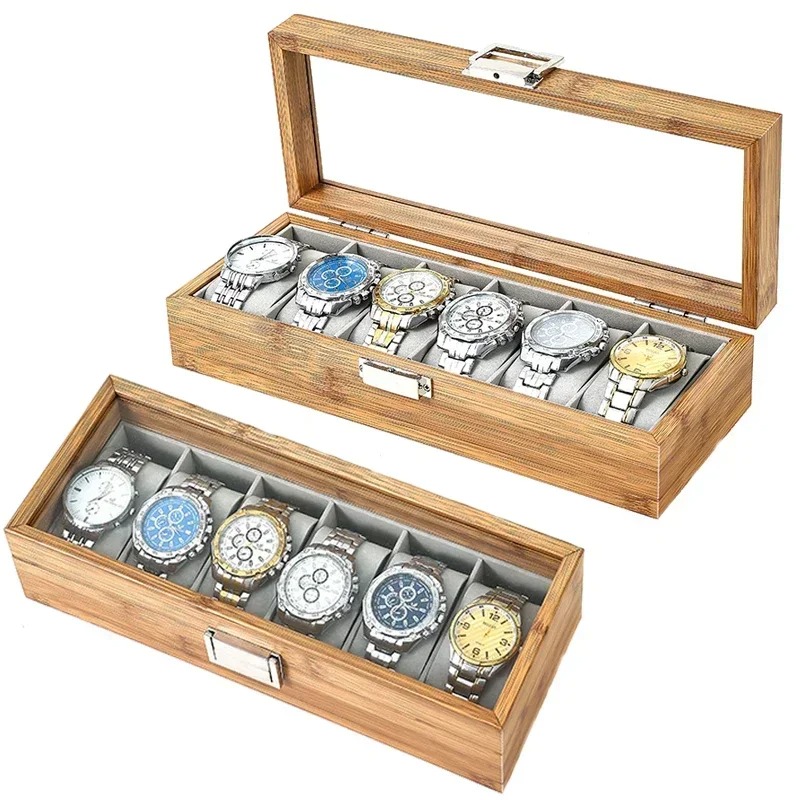 Premium Bambus Holz Uhrenbox 3 – Watch Display Case Glass Top 12 Slots Bewertung und Preis